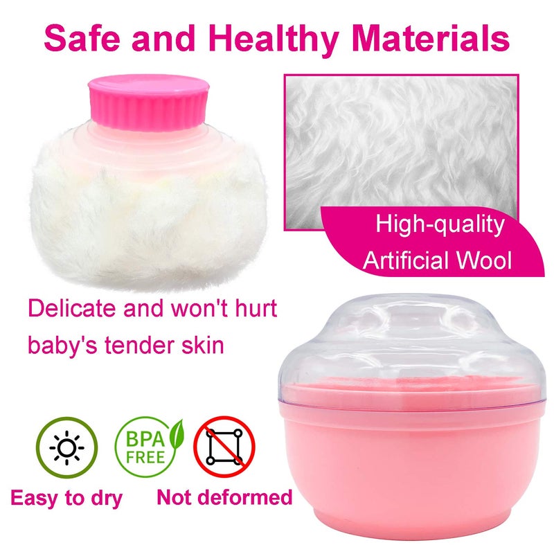 Aurasin Storage Body Powder Container, Large 3.5" Fluffy Body After-Bath Powder Case, Baby Care Face/Body Villus Powder Puff Box, Makeup Cosmetic Talcum Powder Container with Hand Holder (LightCoral) - Image 4